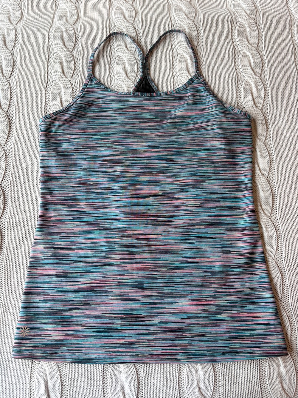 Athleta Girl Size XL 14 Multicolor Space Dye Strappy Racerback Athletic Tank Top